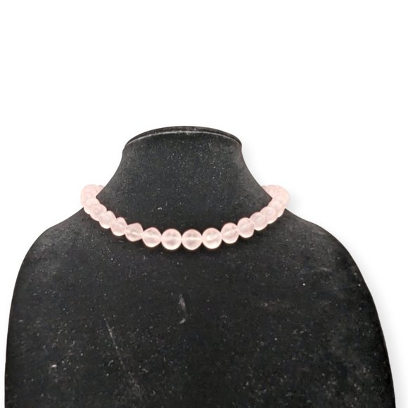 Light Pink Frosted Beaded Necklace - Picture 2 of 10